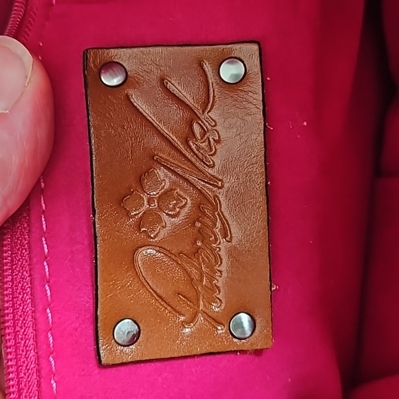 Patricia Nash Leather Cut Out Tooling Collection Cavo Floral Tote ❤️ 💙 Aqua - Picture 9 of 16